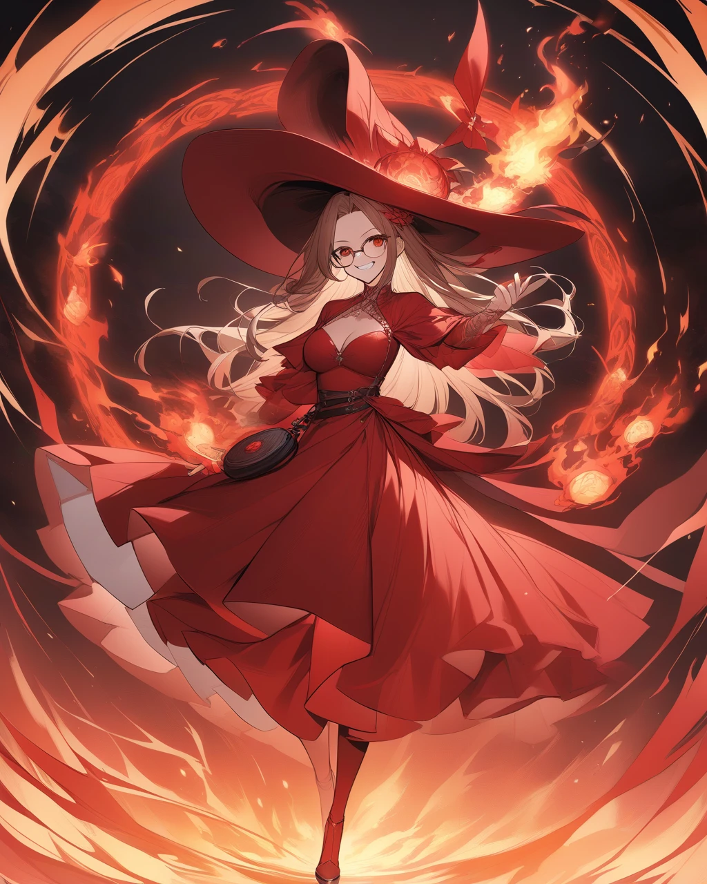 there is a drawing of a woman with a red dress and a hat, emitting evil red aura, dark goddess with six arms, red aura, red biomechanical dress, remilia scarlet from touhou, evil aura, crimson red aura, dark glowing red aura, the butterfly goddess of fire, symmetrical fullbody rendering, character ANIME girl, ((design sketches)), (masterpiece), extremely detailed, (original design reserved), (random poses), LEADER, (dirty: 1.1), (movement: 0.8), (young: 1.3), (sprint: 0.6) (silent hill concept) (resident evil concept)  