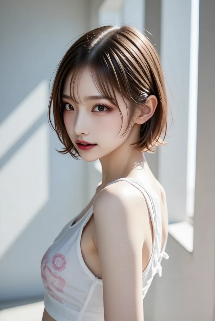 best qualtiy, 超高分辨率, (realisticlying:1.4),2 girls ,Focus:1.2, perfect figure beautiful woman:1.4 , pelo rojo corto,(Streets at night:1.3), Highly detailed facial and skin texture, head straight-looking at viewer,A detailed eye, 二重まぶた,Red lips,eye shadows,Whiten skin,(Air bangs:1.3),,(Pink thin strap top:1.4)