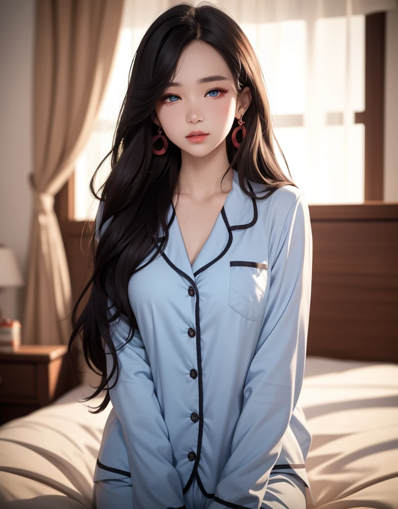 Sleeping Girl, 18 years old, Realistic, Wearing cloth panties and denim shirt(Close the buttons on your shirt), Open legs, Expressions of satisfaction and relief, Brown hair. Pink bed theme and some cute stuffed animals on the bed,An ultra-high picture quality,high-detail,Awaken,