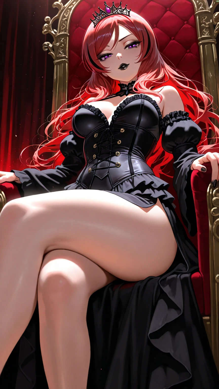 a beauty woman in a red dress and black jacket is posing, rias gremory, seductive girl, beautiful alluring woman, gothic maiden girl, erza scarlet as a real person, beautiful woman