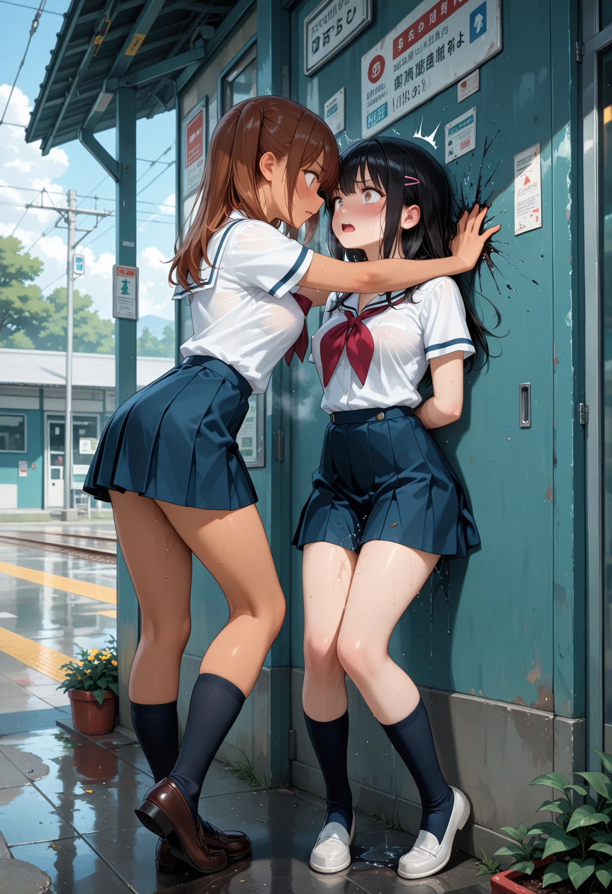 Black-haired high school girl wearing a plaid skirt、Camel hoof、clitoris、No panties、pussy juice、embarrassed from、Sheer nipples、、red blush、Teary-eyed、masturbation、Open your crotch、masturbated、cum on、orgasm、Longhaire、Hospital room