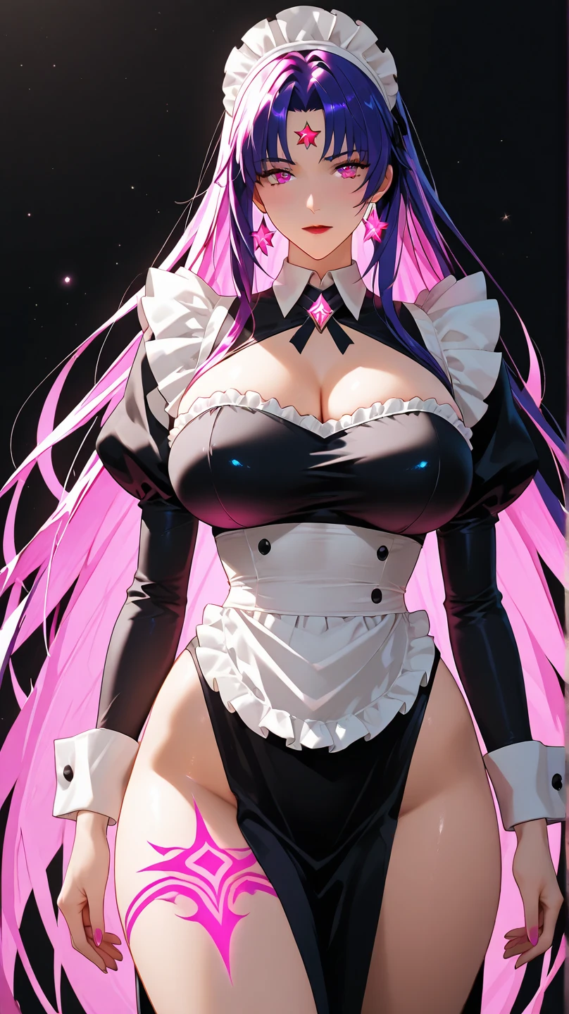 Maximum quality, maximum resolution, maximum clarity, 1 woman with extremely tight maid clothes on her body and several men, inside a bus, she is being squeezed by all of them, she is being imposed on the corner of the bus, she is smiling looking at viewer., rainbow hair, hairband, rolling eyes, drunk, Anime style, glowing light, Masterpiece, 4K