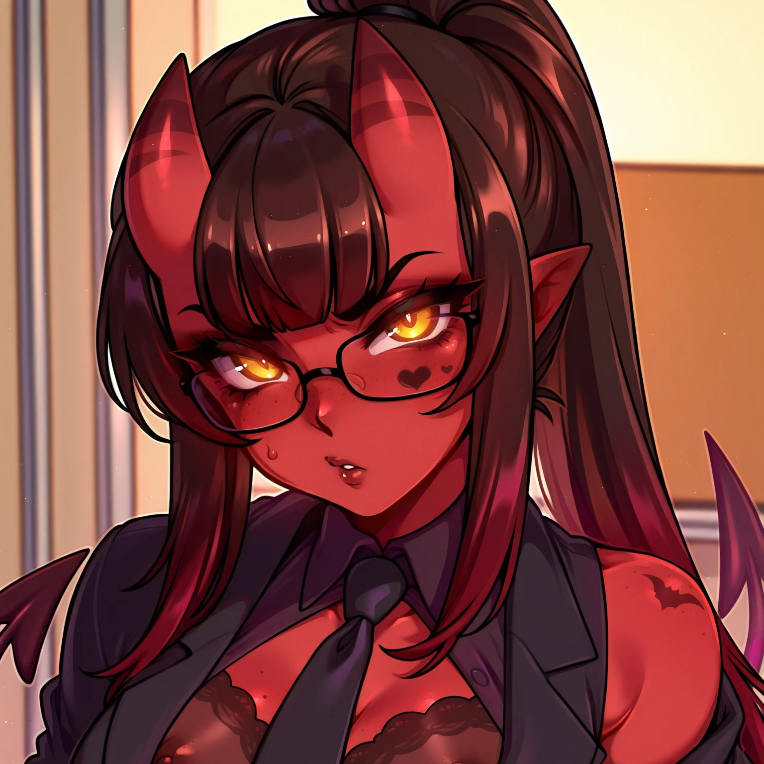 Beautiful anime girl with tentacles wrapped around her body, sexy gorgeous woman having sex with a multitude of tentacles, professional artwork, detailed eyes, beautiful eyes, beautiful face, flawless face, gorgeous face, smooth features, huge breasts, thick thighs, wide hips, wet body, Muscular woman, muscular body, abs, muscular arms, muscular legs, fit, athletic physique, buff, surrounded by tentacles, body wrapped in tentacles, tentacles grabbing woman, tentacle penetrating, tentacle inside, thick tentacle, tentacle in vagina, thick tentacle sliding into vagina, naked body, exposed nipples, vaginal penetration, penetration, thigh high stockings, short hair, glasses, lying on bed, legs spread apart, fishnet stockings, fishnet opera gloves, goth woman, black lipstick, black lips, black eyeshadow, black hair with red streak