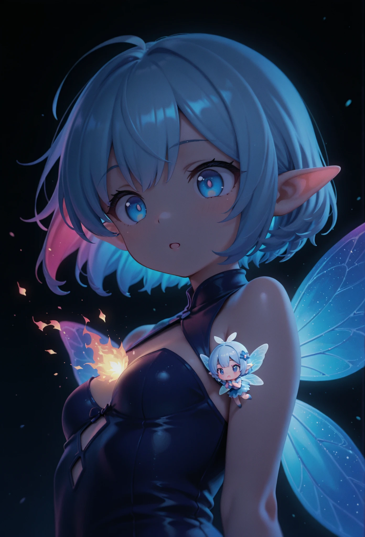 1girl, 1 Screen View, from above, Fantasy Art, masterpiece, highest quality, wet with sweat, puffynipple, (Wings are growing:1.8), (nsfw:1.1), (8K:1.2), (see through:1.2), (Light-pigmented nipple:1.1), (small breasts:0.9), (fluffy bob cut:1.2), (sky blue hair:1.6)			