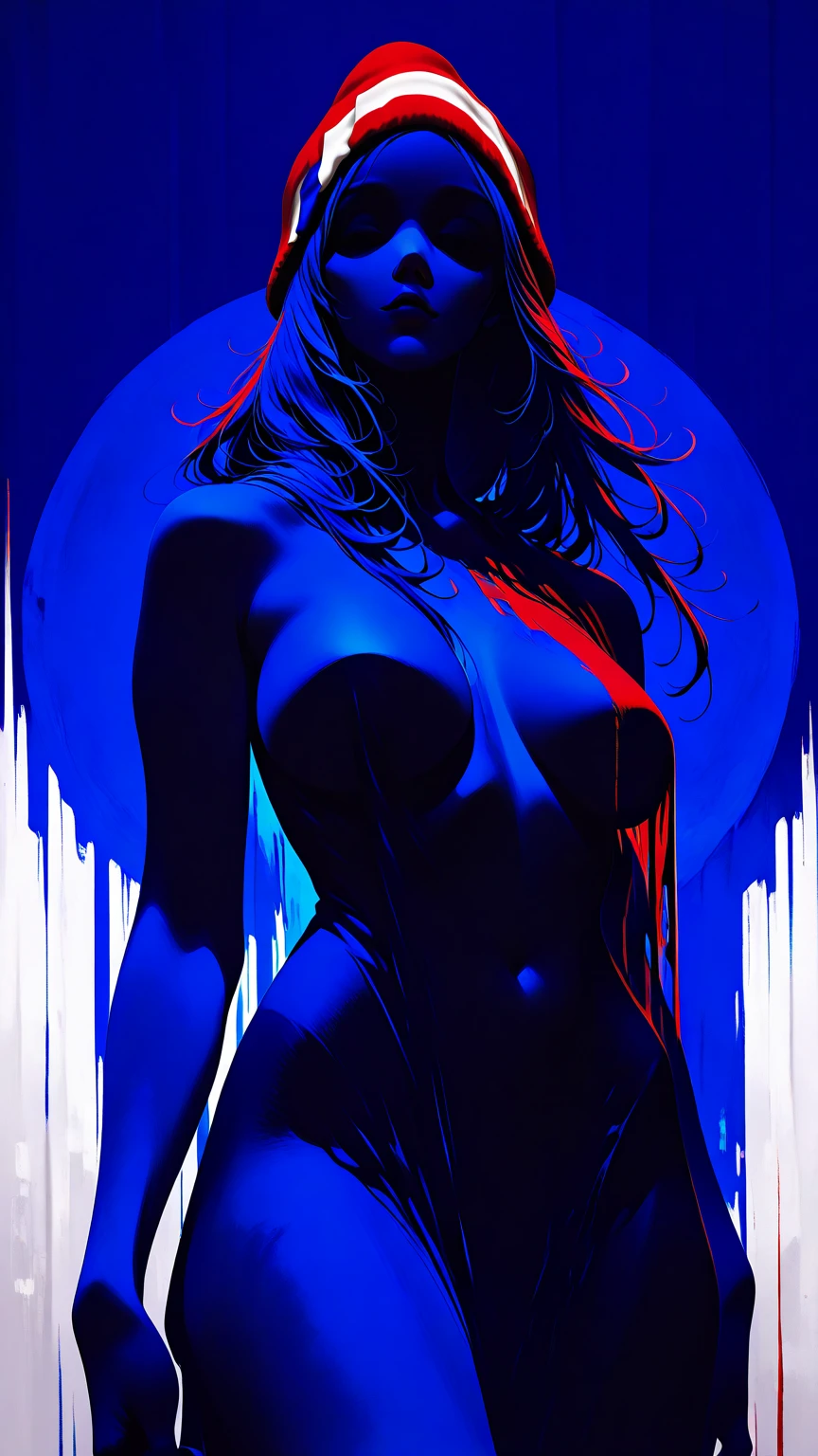 alone, sexy, night, stars, loneliness (art inspired by Bill Sienkiewicz ). oil painting)
