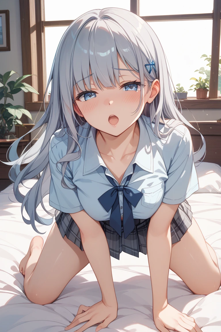 Girl、take off your clothes、Embarrassed blush、A reluctant, frustrated, crying face、Anal、Silver Hair、