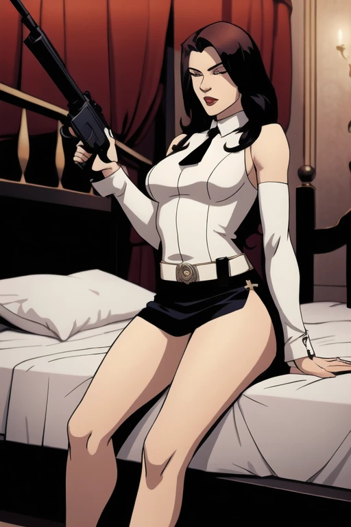((Best Quality, 8k, masterpiece :1.3)), Very detailed, beautiful spanish woman, The erotic seductress Carmen Electra, Artistic style of J. Scott Campbell, Beautiful woman, Alone, 1 girl, huge breasts :1.3, (firm abs, slim figure :1.1), Lying on the bed, inviting the viewer, sexual desire, Libidinous, (pose guest, Skirt :1.1), shy and blushing face, Ultra detailed face, detailed lips, detailed eyes, double eyelid, shiny skin, Thin waist, very big breasts, busty, perky , perfect booty, full lips, deep neckline, short pleated Skirt, Stupid blanca, Stupid, White thigh high stockings, black patent leather shoes for students, masterpiece, 8k, exposed abdomen, Catholic school uniform, ((neckline)), sexy schoolgirl, doggy pose, to milk, back view, SHOW LOOT, show your butt, Detailed bedroom background, SFW