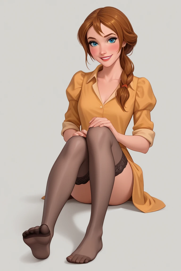 Female Peter Pan short hair, very hairy hirsute body with hairy legs and big hairy cock