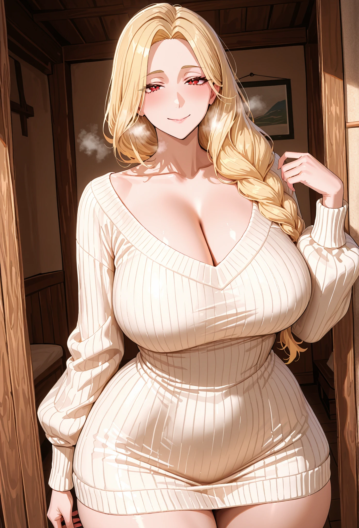 Darkness lalatina,konosuba,Big breast,Plump,Curvy figure,Golden bracelet,Professional make up,Long wavy
hair,drill hair,Half open eyes,pearl necklace,Hoopa earring,Mature,Sleeve thin Classy dress,Cleavage,Wedding ring,Eyeshadow,Glossy lips,Enchanced breast,Cross hairpin,potrait,Sitting in classy chair,Sad expression