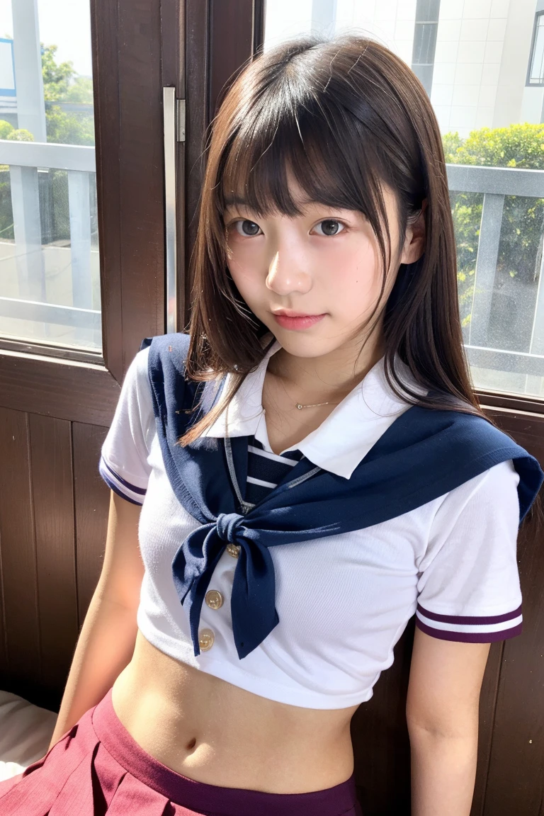 High school girls、17 years old、((Summer sailor uniform))A pure and beautiful girl、((脚を開いて''pantiesを見せる''))、Sit on a chair with open legs、In the classroom、(Black pleated skirt)、Short-sleeved sailor suit、綺麗なpubic、Big Breastid-size bust、((pubic、panties))、Show me your pants、Open your feet wide、(Straight Bob Hair)、Show your pants、Henyo Henyo Face、(((脚を開いてpantiesを見せてください)))、Firm breasts、Protruding breasts
