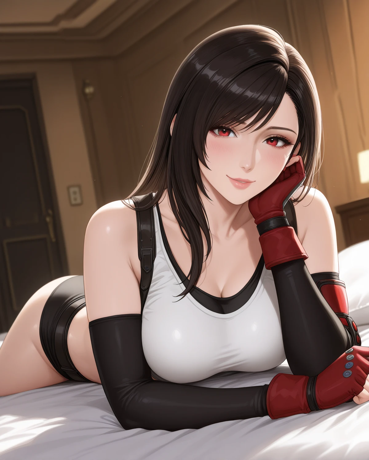 nsfw,Penis inserted into Pussy,Love juice is overflowing from the puss,give a blow job,Tifa,Tifa･lockhart,Final Fantasy 7,FF7,Photorealsitic,An ultra-high picture quality,hightquality,​masterpiece,Digital SLR,Detailed details,Intricate details,Based on anatomical grounds,Depicted in detail,Detailed face,realistic skin textures,Vivid details,perfect anatomia,Super Detail,Complex 3D Rendering,Colossal tits,Sexy Posing,White tank top,suspenders,Black leather skirt,Black Long Finger Gloves,Raw photography,