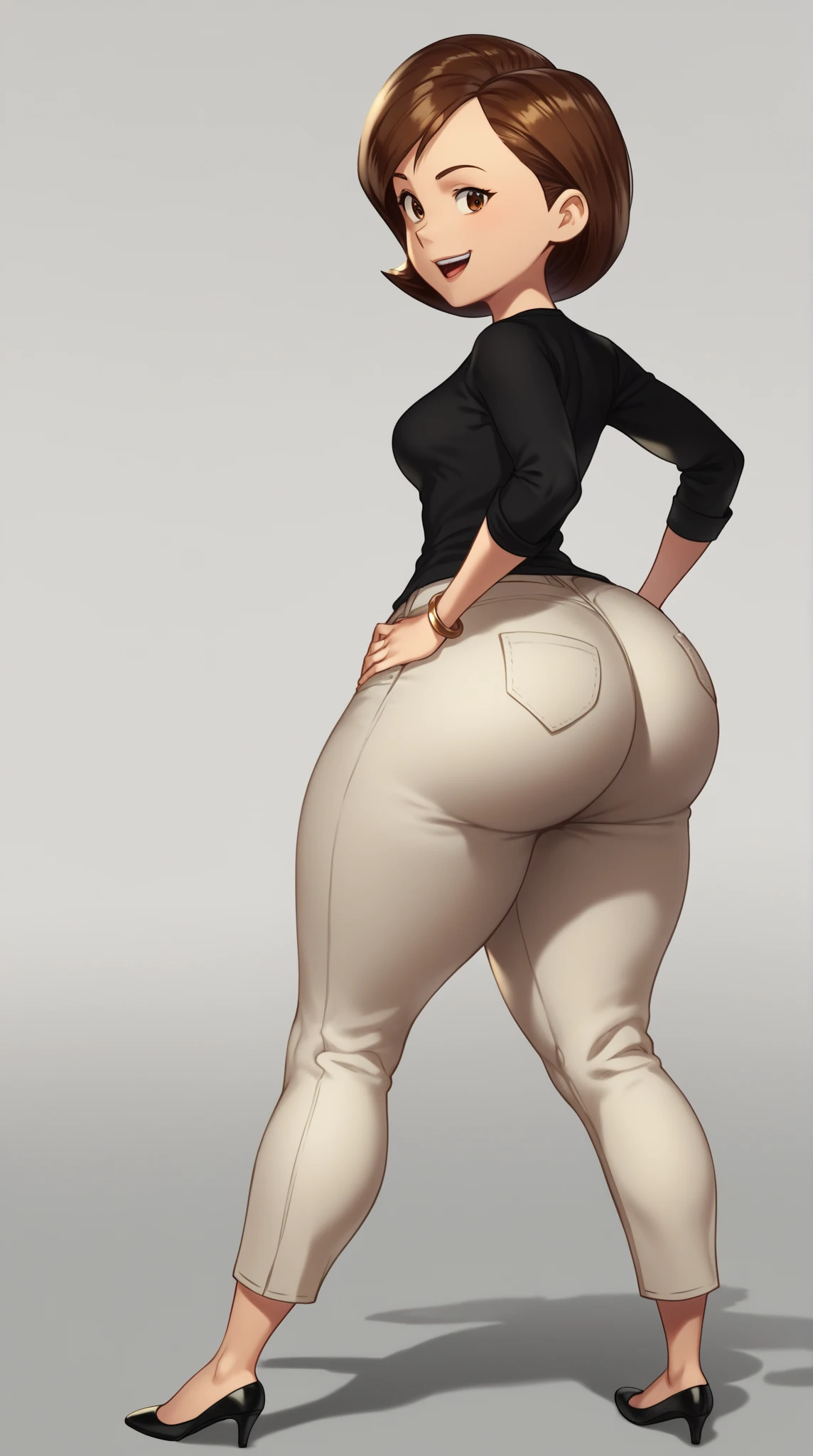 ((masterpiece, best quality)), ((30 year old)), (((Curvy))), ((Black woman)), in ((white cotton fullback panties)), ((Big butt)), ((cropped shot)), (((realistic art style)))
