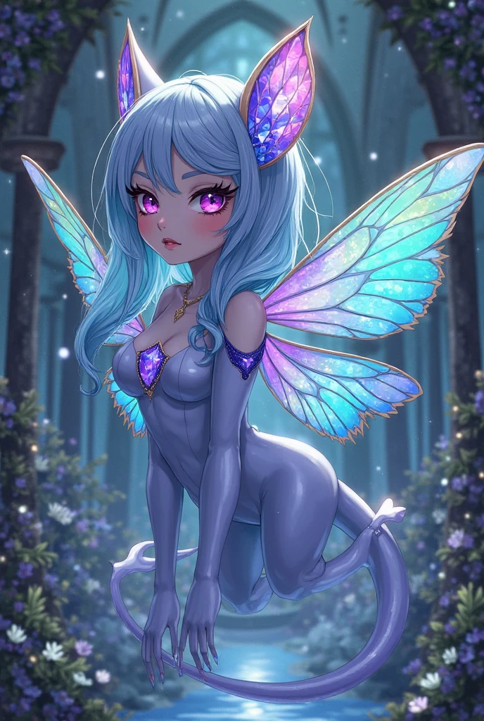  “Imagine a scene in an enchanted, futuristic forest where a cyborg fairy princess resides. She is a mesmerizing blend of delicate fairy beauty and advanced cybernetics. Her wings, a stunning lattice of bioluminescent fibers and micro-engineered metal, shimmer with iridescent colors, casting soft glows on the surroundings. Her attire is a fusion of royal elegance and high-tech armor, adorned with glowing gemstones and intricate circuit patterns. The forest is alive with both natural and digital life – trees with holographic leaves, flowers emitting soft LED lights, and tiny robotic creatures flitting around. The fairy princess is perched gracefully on a throne made of intertwining natural vines and sleek metal, her expression one of serene authority, reflecting her role as a guardian of both nature and technology. The atmosphere is magical yet subtly futuristic, with the forest bathed in the ethereal light of a binary moon, creating a scene that is both otherworldly and captivating.” Masterpiece, UHD.