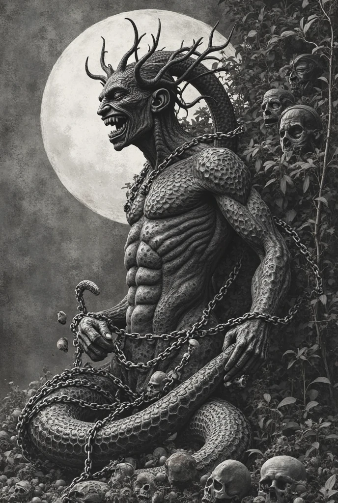 male demon which has snake head and goat legs 