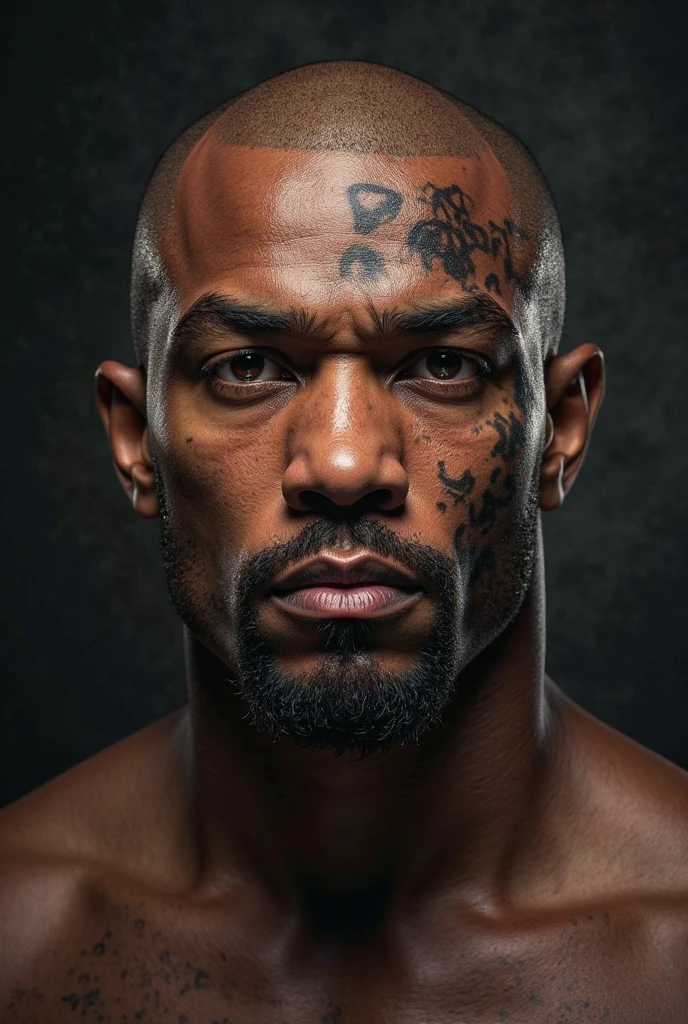 dark skin guy with tattoos head short