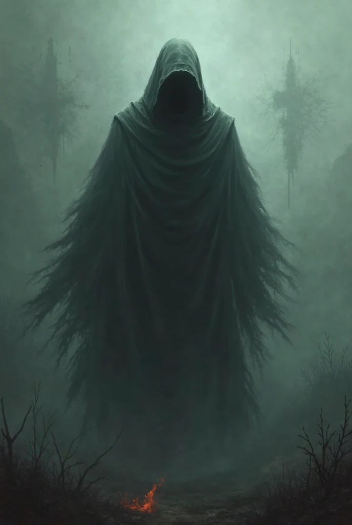 A mysterious figure standing at the edge of a dark forest, surrounded by ais-darkpartz that seem to whisper secrets of the unknown.
