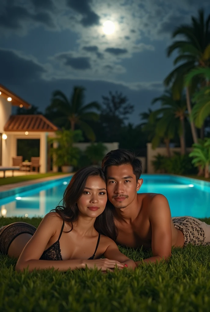 It's still these two people, but the scene is at a high-end resort