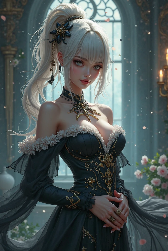 ((masterpiece, top quality, super definition, high definition)), solo, beautiful girl, shining eyes, perfect eyes, 15 years old, fingers of the hand five, silver theme,