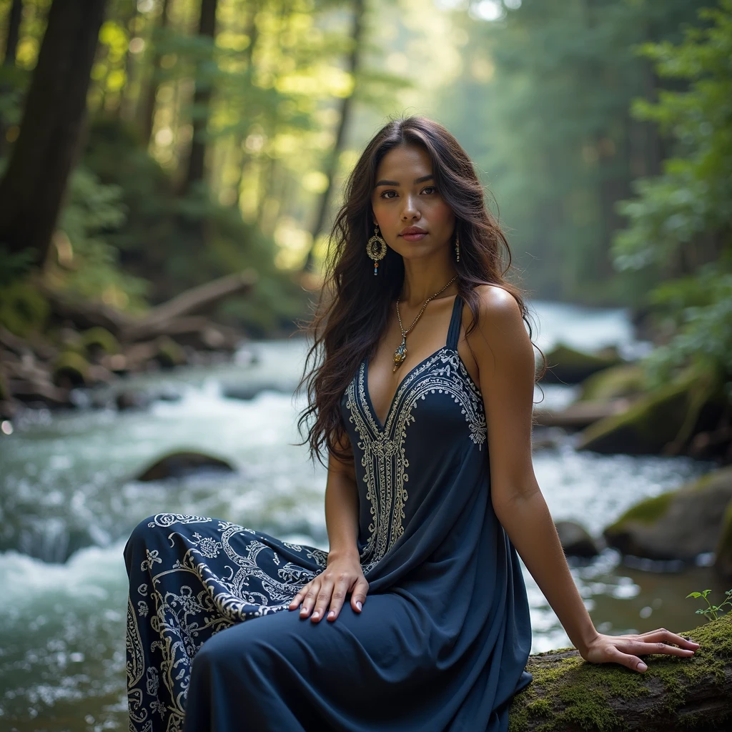 (:1.3) photo of a subtle smile, beautiful 25 years old (Alabama elf woman with blue eyes and dark skin:1.3), long flow (mahogany hair:1.3). she is young, Athletic with (medium breasts:1.3), faerie (elven ears:1.5), (asas de faerie:1.5), (cloused mouth:1.3), (Small, symmetrical nose:1.3), big gorgeous eyes, fleshy lips, arched eyebrows, (perfect hands), Glossy lips, eyeliner, ombre. She is wearing a teal gauze skirt and a crop top., (gold choker, aretes, and bracelets), (high-heels). She is standing, leaning against a tree in a (magical enchanted:1.3) forst, moss and flowers in the background. (Magical faerie fantasy style:1.5). out, Afternoon, sunshine light, cinematic lighting, swirly vibrant colors, Detailed texture skin, detailed cloth texture, beautifull detailed face, Crisp and intricate details, ultra high resolution.