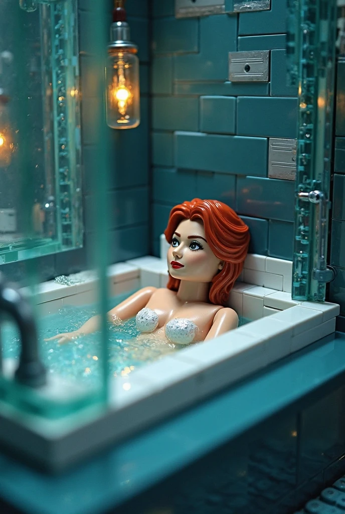 There is a woman in a bathtub with white bra on her chest, better known as Amouranth, ultra realistic image, realistic art style, bathtub, 4 K Octan render, [ 4 K Digital Art ]!!, rendered in SFM, photorealistic perfect body, photorealistic art style, bottom angle, Daz 3 D, bubble bath, DAZ3D