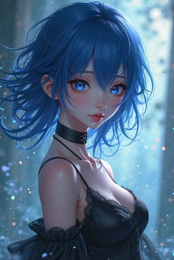 Blue haired anime girl is a female character