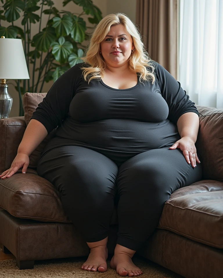 chubby, fat blonde, fat belly, sexly, 90D, (best quality,4K,8k,high resolution,head of&#39;artwork:1.2),ultra-detailed,(realistic,photorealistic,photo-realistic:1.37),HDR,studio lighting,Highly detailed face and body, portrait,Cinematic lighting,Dramatic lighting,warm color tones,couleurs dramatiques, leg spread, lay on the couch, sexly pose