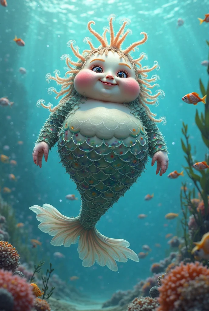 Young beautiful Chubby Mermaid sitting at Tim Burton-inspired lakeside. Lakeside is full of peculiar creatures with big eyes and Burtonesque charm. Mermaid is voluptuous, has giant breasts, auburn long wavy hair, topless, The lakeside is a blend of anime aesthetics and Burtonesque surrealism, (hand drawn with pencil:1.2), (tim burton style:1.27), curvy body, big saggy breasts, ultra detailed, intricate, dynamic poses, sunset light, sharp, fantasy art, big detailed eyes, mysterious
