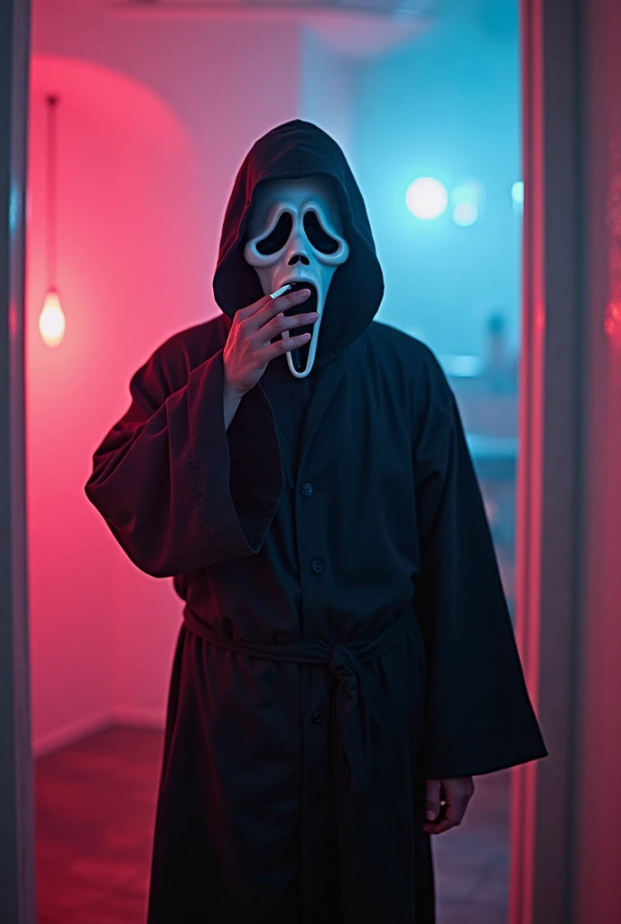 (full body:1.9)
maniac from the movie Scream, ,in the hood, sitting on a chair and talking on the phone, dressed in Scream maniac clothes, pink glasses, drinking a pink cocktail,
((best quality)), ((masterpiece)), detailed soft oil painting, detailed background, dramatic cinematic lighting, soft edge lighting, professional, dramatic lighting, hard edge lighting,
ultra quality, 4k,(masterpiece, best quality, 8k, ultra highres, highres:1.4), extremely detailed <lora:add-detail-xl:1.0>
