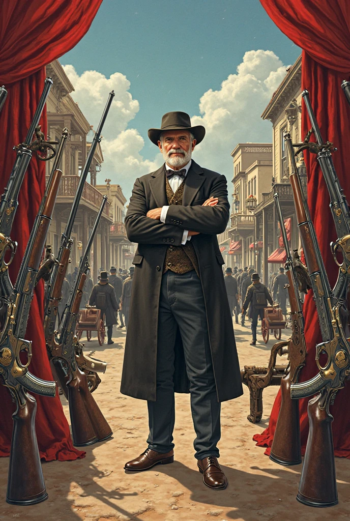 Wild West, healthy old Town Major with Maustage in White Smoking