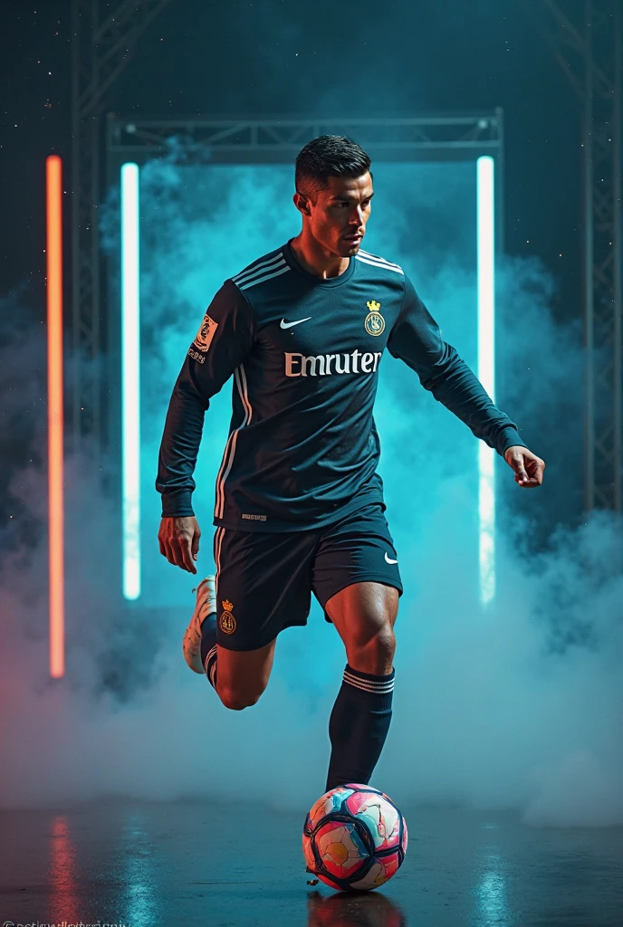 (masterpiece:1.2, Highest quality),(Super detailed),(High resolution),(Best illustrations),8k,wallpaper,BREAK(male:1.6),(Soccer Player Trading Cards),(black real madrid uniform),(((Beautiful trading cards))),((Special trading cards)),(((front))),(((whole body:1.5))),(Serious),(Detailed hands),(((dynamic))),(Rainbow colored three-dimensional background:1.6),(Drawing the card frame:1.3)