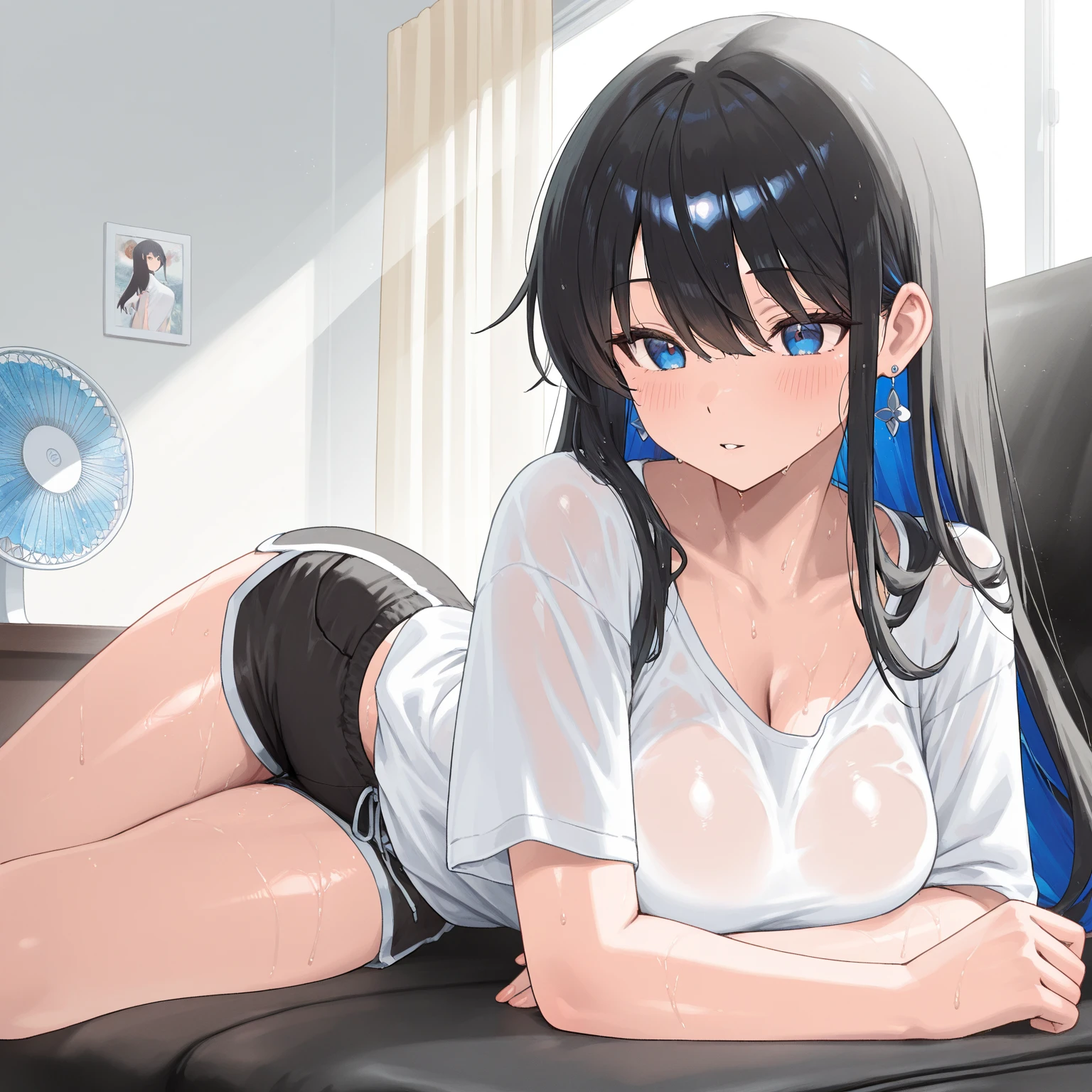 Masterpiece、最high quality、high quality、High definition、High resolution、High detail、Lens flare、Ray Tracing、high qualityのテクスチャー、high qualityの影、Beautiful details、Detailed explanation、Detailed texture、Realistic facial expression、Realistic and colorful、Delicate、Cinematic Light、Side light、Sharp Focus、(1 Girl:1.3)、(Intricate detailakeup、Pure Eros Face_v1:0.5)、(Details Beautiful delicate face、Detailed beautiful delicate eyes、Perfect Facial Proportions、Detailed skin、Charm)、Facial expression during orgasm、Fancy Shortcuts、Beautiful bangs、(Two-tone gradient hair color）、slender、(Upturned beautiful breasts)、(Detailed crotch、Open crotch、Showing off your crotch)、Female juice、Experiencing the best orgasm、(Spread your knees and open your legs)、(Raise your arm and make a peace sign)、White front opening shirt、Crop top、Thighini skirt、Flip up、High slit、White V-cut、White Thong、See-through、Low-angle composition、Sandy Beach、Beach、(Take a deep breath、Work on this image step by step)