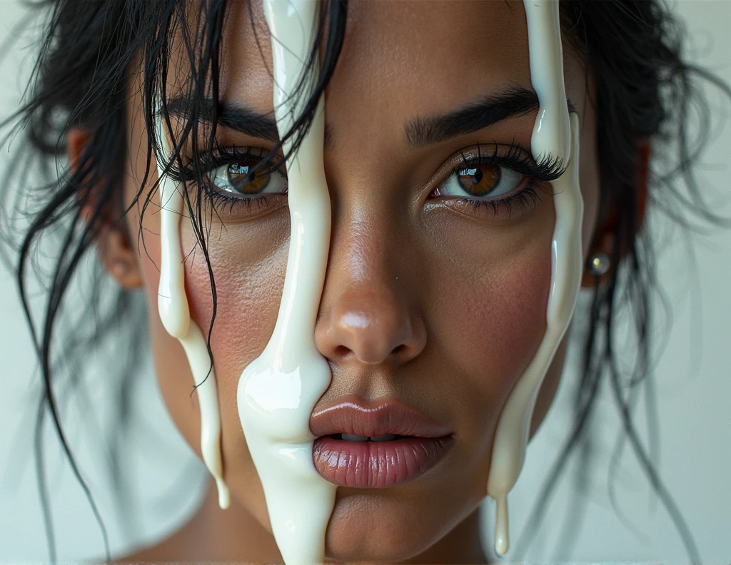 *** Generated in A1111 *** cumfacial,  (((redbonefemale))), (dark skin:0.8), light green eyes, lipstick, glamour eye makeup, perfect teeth, UHD 8k focus stacking, (((realistic))), (((photorealistic))), (((studio lighting:1.5))), nsfw, uncensored