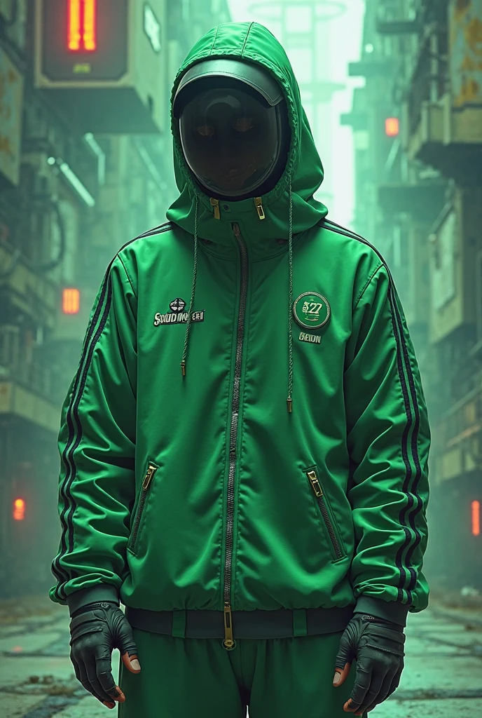 Ultra wide photo,artgem,minimalist,fashion(1 zombie decrepito cadaverico)with adidas coat and hood,abstract background