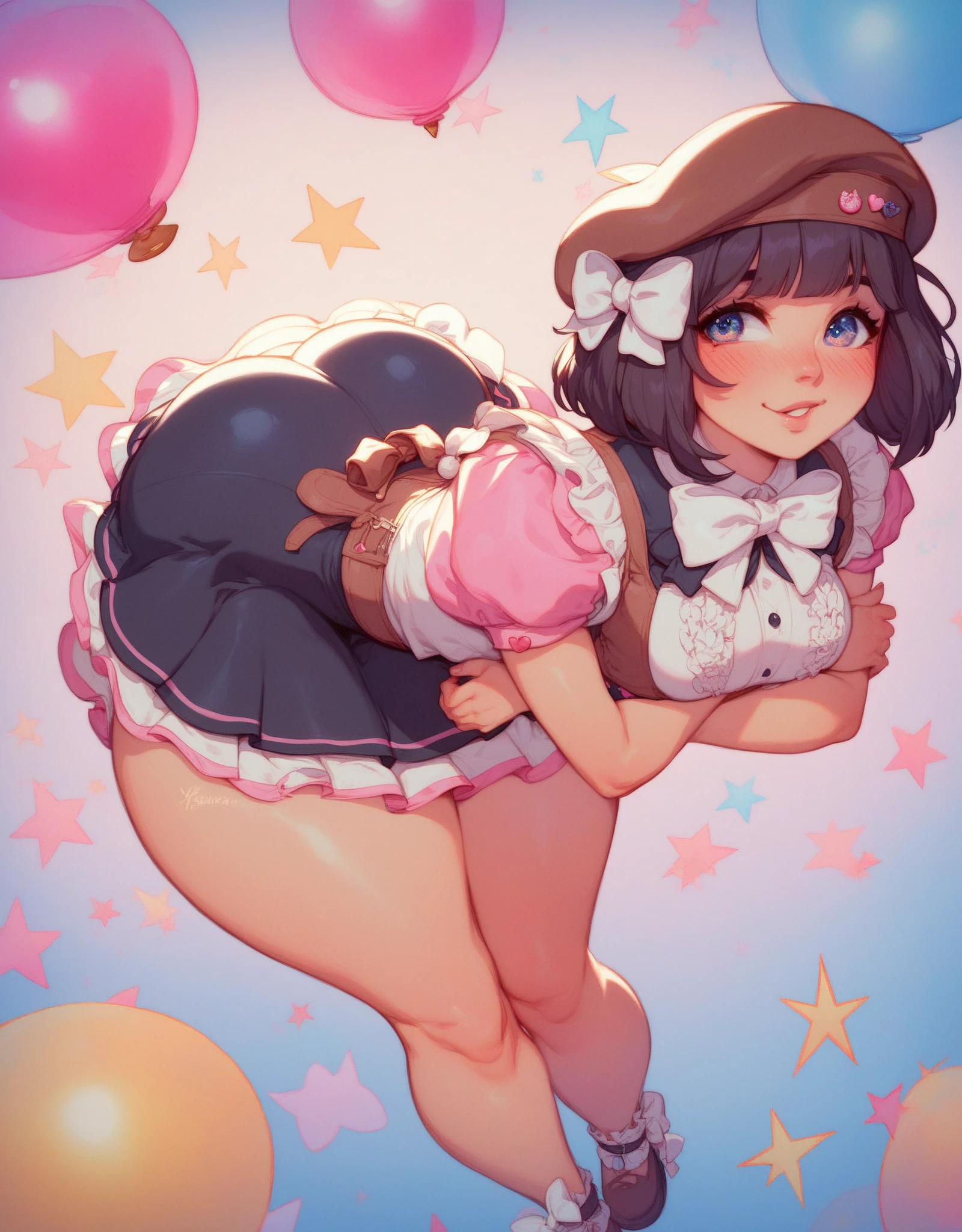 1girl, looking back, booty, blush, amazing, lovely girl, from behind, best quality, great artwork, sensual image, bouncing ass, ((white background:1.3, shy, akane_tendo-ranma, solo)), (bend over:1.3, lingerie, looking back over the shoulder), eyes detail, face detail, short hair, without_panties, pussy, hands on hips, pinup
