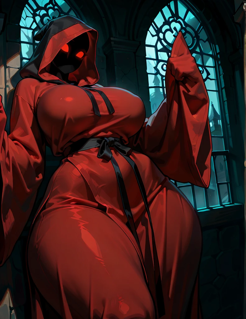 Dsorceress, redhair, shadowy face, puffynipples, girl chained in dark and eerie medieval torture chamber with whips and racks and chains, fire, hood, shadowed face, no bra, topless, slim and athletic body, bottomless, no panty, elbow gloves, dark skin, 1 girl (insanely detailed, masterpiece, best quality), metal collar with chain leash, standing in front of wall, chained to wall, hands attached to wall, arms raised, girl standing, whip marks, spread legs