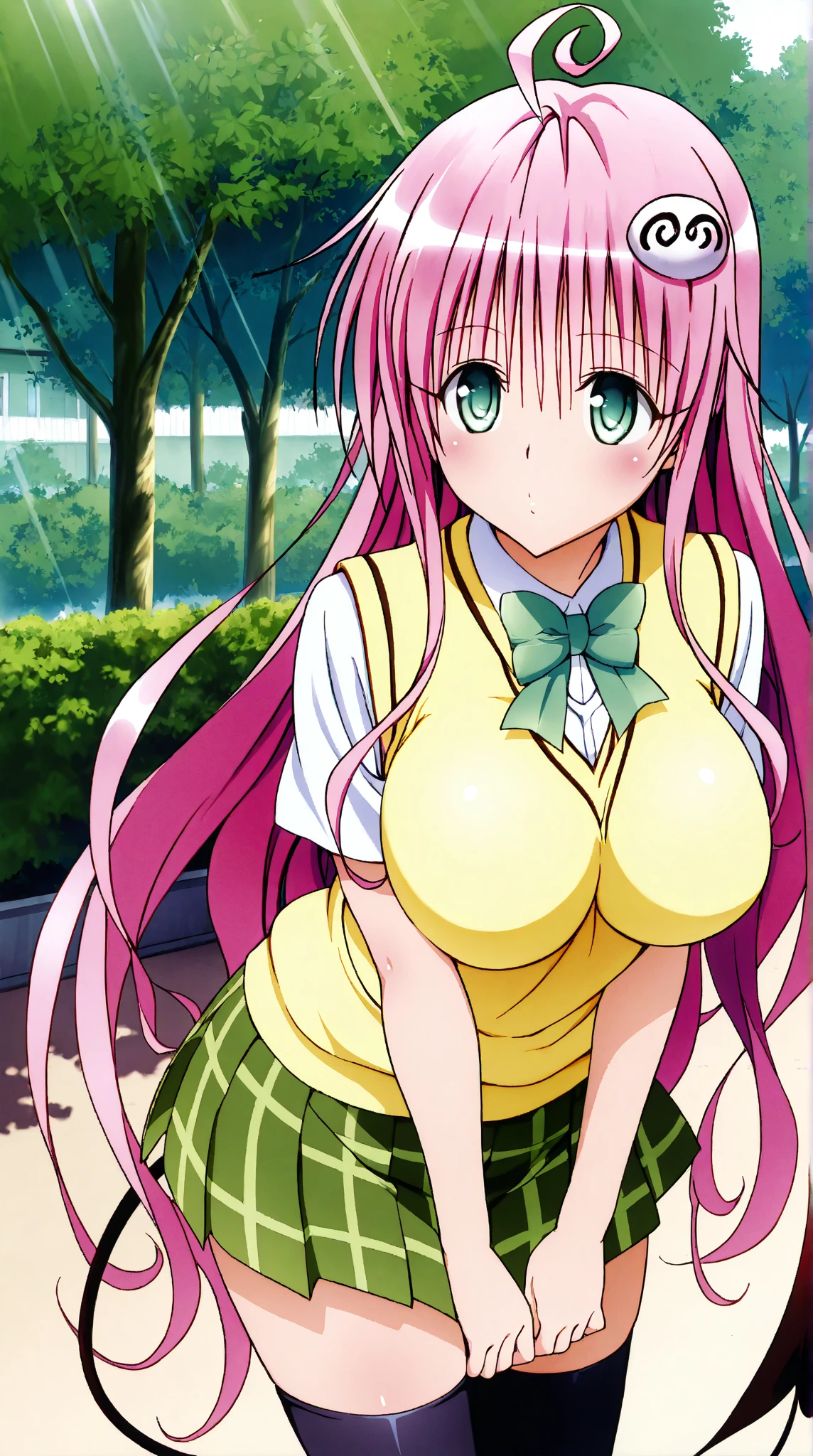 Laradevi Luke, Lara Deviluke, Long Hair, Pink Hair, tail, Ahoge, bangs, hair ornaments, (Green Eyes:1.5), smile,blush,Big Breasts,
break demon tail, Cordo shoulder top,Long skirt,Stiletto heels,The sun is setting,Sunset,evening,Sitting on the steps in the park,whole bodyがイラストに入るように,
break outdoors, 公園
break looking at viewer, whole body,
break (masterpiece:1.2), highest quality, High resolution, unity 8k wallpaper, (shape:0.8), (beautiful detailed eyes:1.6), extremely detailed face, Perfect lighting, extremely detailed CG, (Perfect hands, Perfect Anatomy),