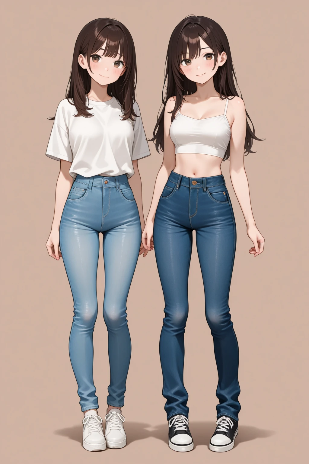 best quality, masterpiece, highres, realistic, 8k, soft lighting, cinematic lighting, (3girls), 20 years old, blue jeans pants, (full body), blush, worried, ((((((pee stain))))))