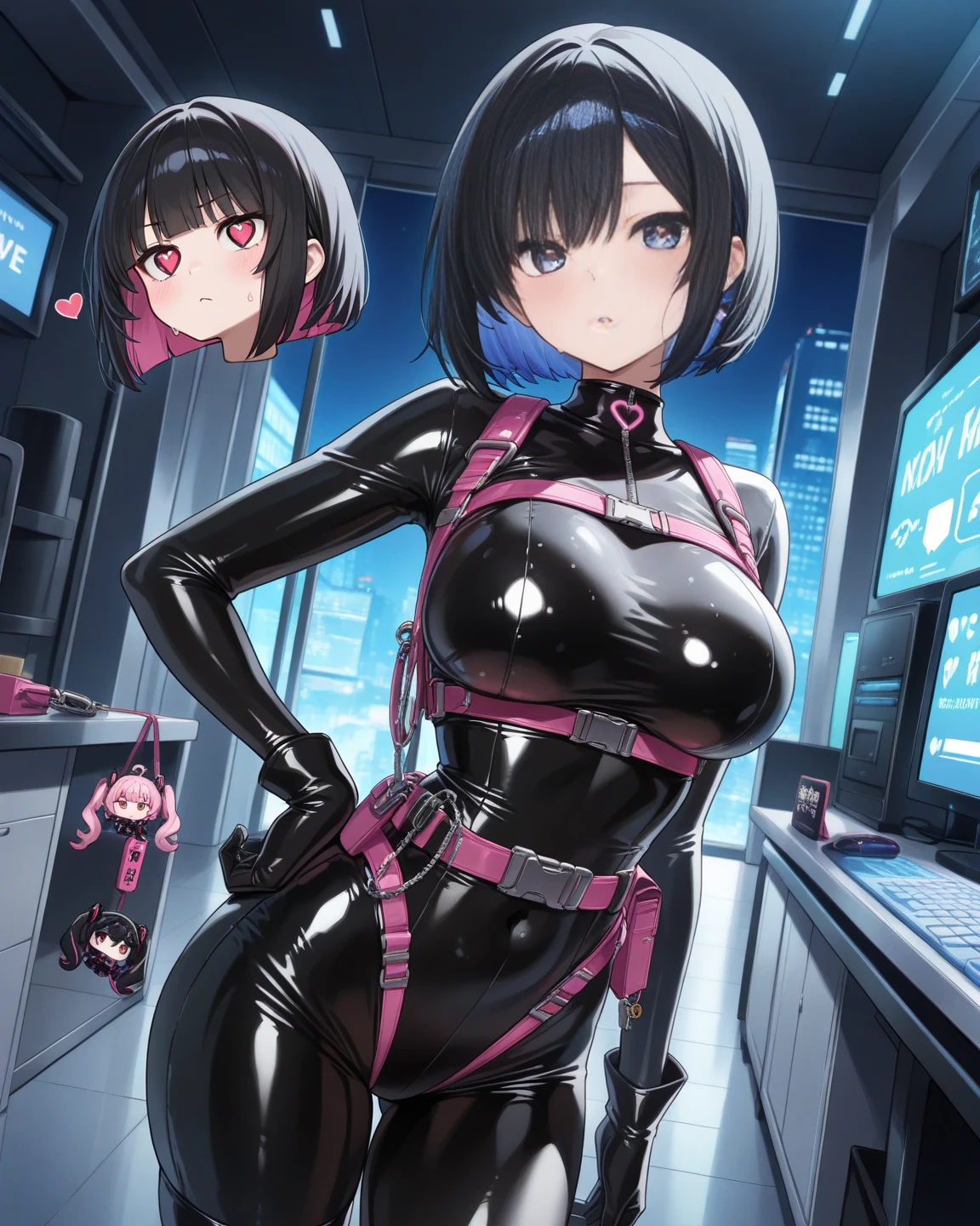 La meilleure qualité, high resolution,personnage cyberpunk,animated beauty,corps entier lesbienne très belle jeune femmes en dessous sexy, back view leaning forward with arms outstretched