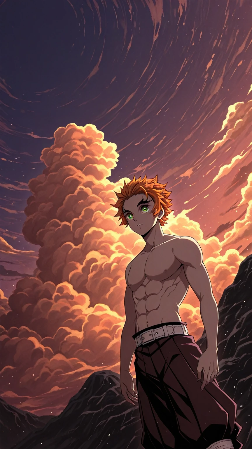 Shirtless boy,There are abs,with fair skin,ssmile,Go to bed