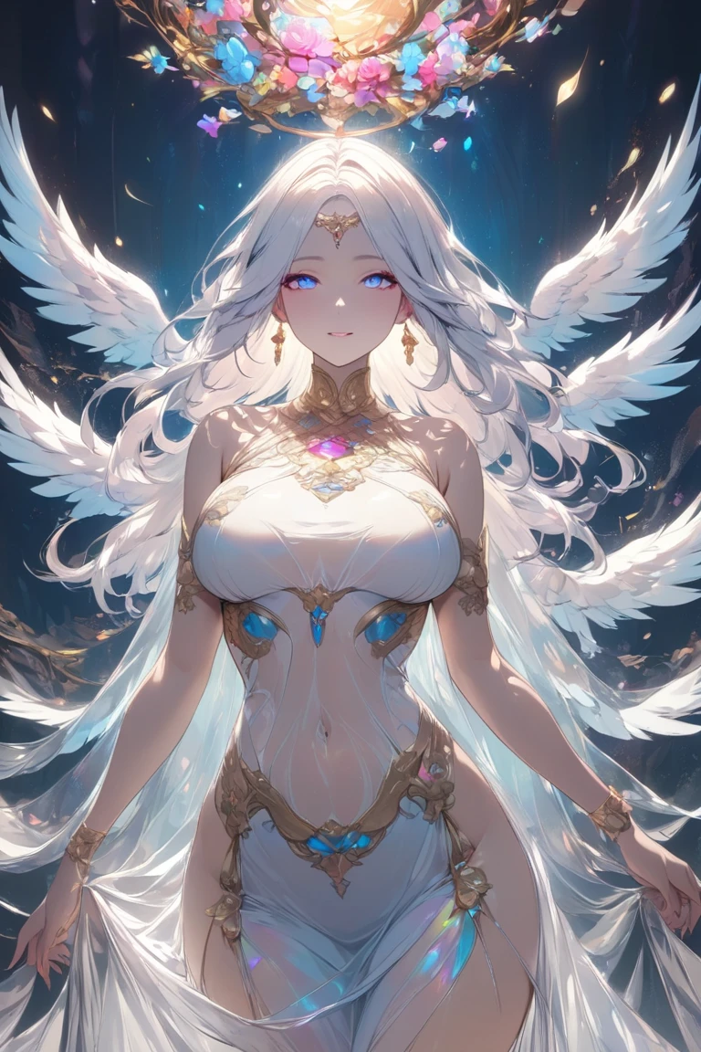 1 young beautiful woman,(Highest quality,Extremely detailed depiction,Incredibly absurd high resolution,Anatomically accurate depiction,Curvy Legs),(Glowing Skin,Shiny skin),(A princess with a noble air),(Expensive sparkly dress,Boots with intricate relief,Metal embroidery,Transparent gemstones and precious metals decoration),(Blue Eyes,Detailed pupil,Half-closed eyes:1.3,Shadowed face,lipstick,There is cleavage in the chest,Cool look),eyelash,Luxury accessories,Earrings,necklace,Bracelet,Standing posture,background:Empire