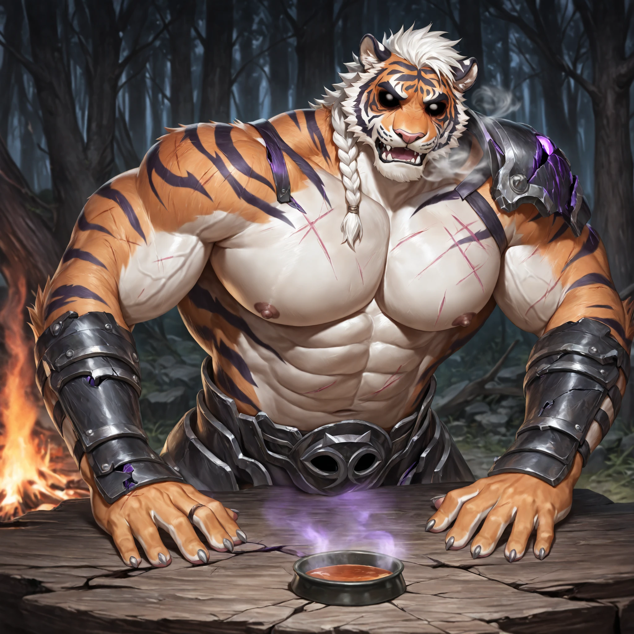 solo, male, (muscular), shaman, (male anthro crocodile:1.3), (green:1.1), white belly, (kneeling:1.3), (kemono:1.4) (praying:1.23), (tribal clothing, long loincloth, red pattern:1.2), detailed eyes, tail, ((bust portrait)), (detailed eyes, detailed eyes, glowing eyes:1.1), (outdoors:1.35), altar, fire, smoke, forest, candle, night, (particles ,firefly, blue glowing:1.3), detailed background, 8k hd, (dark shadows, wide dynamic range, hdr, low light:1.2), [by Pino Daeni, by null-ghost, milkytiger1145, dagasi, yupa], barazoku, (large penis), (huge balls), (cum shot), (cum in air)