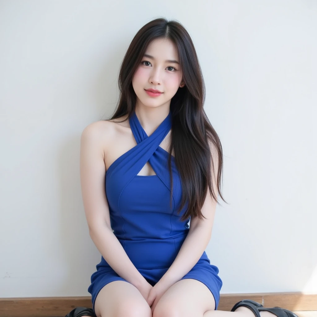 1 Girl,living room,Sitting on the sofa,Soft Light,Chinese Beauty,Bodycon Dress,Sexy,Long hair