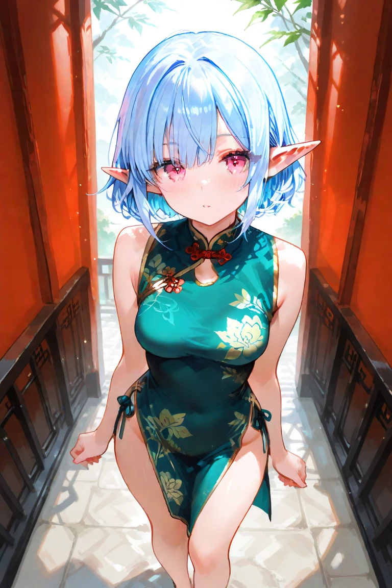 Royal sister，Mature，Dragon Horn，Dragon Tail巴，Qinglong，Cyan and Blue，Fantasy style，Otherworld style，Ball head，Bun head，Headband，Dragon Horn，horn，Dragon Tail，Smooth tail，蓝色Dragon Tail，蓝色Dragon Horn，flat chest，flat chest，Big Ass，宽Crotch，Crotch，宽Crotch，Big Ass，Fat buttocks，Big Ass，宽Crotch，宽Crotch，宽Crotch，Thin waist，cheongsam，蓝色cheongsam，蓝色cheongsam，Gloves，Boxing Stance，Fighting Stance，Fighting Stance，Close-up above the waist，Dungeon Background，Dungeon Background，Spooky background，Indoor background，Indoor background，Indoor background