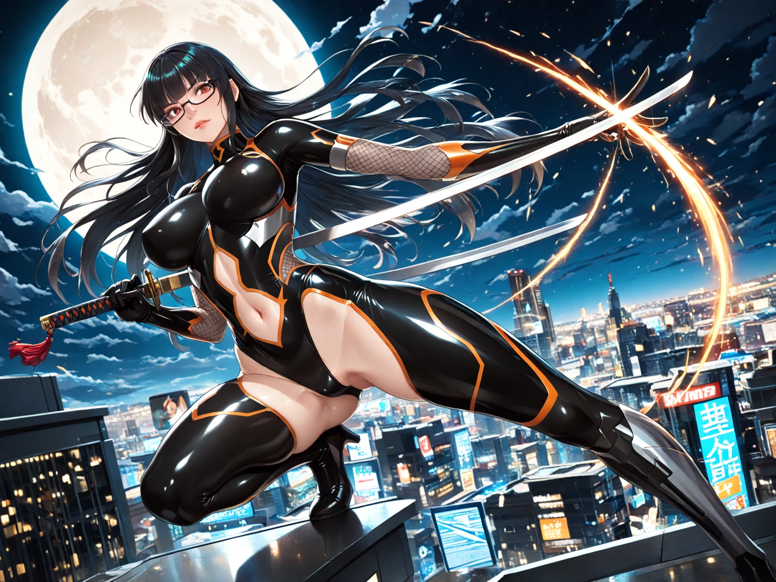 Female Ninja,Ninja Suit,Japanese background,Happy smile,Dark Magic, Dark Forest, negaive energy, hell, Blank, Star, A girl,M-pose,Squat on stage,Photos,Unreal Engine 5 Photorealistic Rendering,(Cover comic magazine:1.6),game character, Role Player, Standing on Kyoto Castle, Arm tattoo,Tattoo on the chest,ace of spades,Belly tattoo,Body hyperreality,thick muscles,Wet body,Liquid dripping from the body,Sweat,water,底部的water,excellent!! Types with bobelon, Huge droop, Moisturizing and radiant body, Short brown hair,Red latex clothing,Put your hands behind your back,Heart-shaped,Black boots,Front view,Bottom view