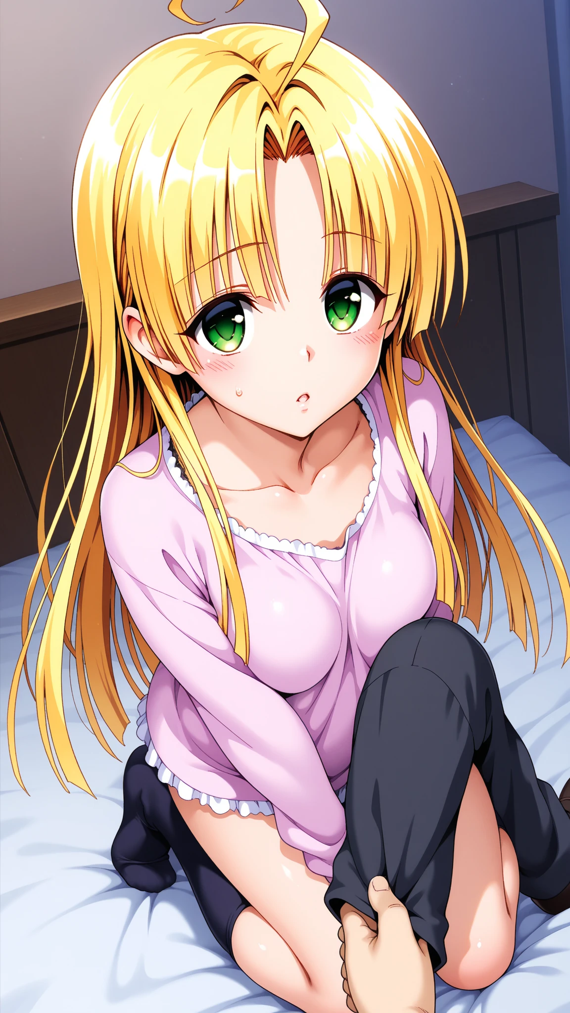 Browsing Caution,One girl,bed,blonde,Pink Cardigan,Twin tails,blonde pubic hair,(((cum in pussy))),bare breasts,On all fours,Sweat,A lot of semen,bukkake,cum on head