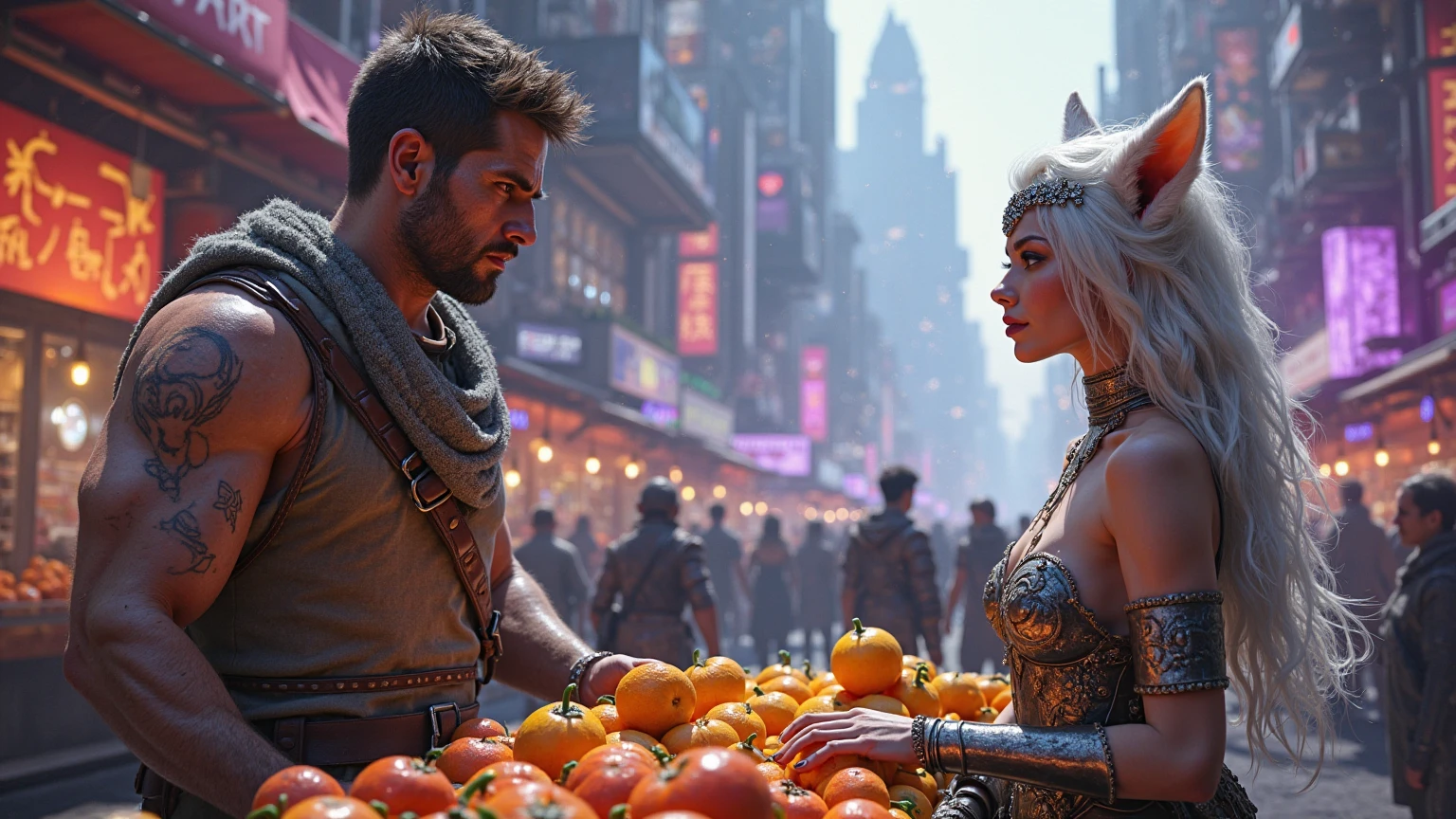 three people dressed in costumes sit on a step with a dog, highly detailed barlowe 8 k, african steampunk alchemist, cyberpunk angry gorgeous druid, in the croods movie style, still image from tv series, old humanoid ents, with a male pirate partner, quiet disdain, inspired by Ihor Podolchak, tusks --auto --s2