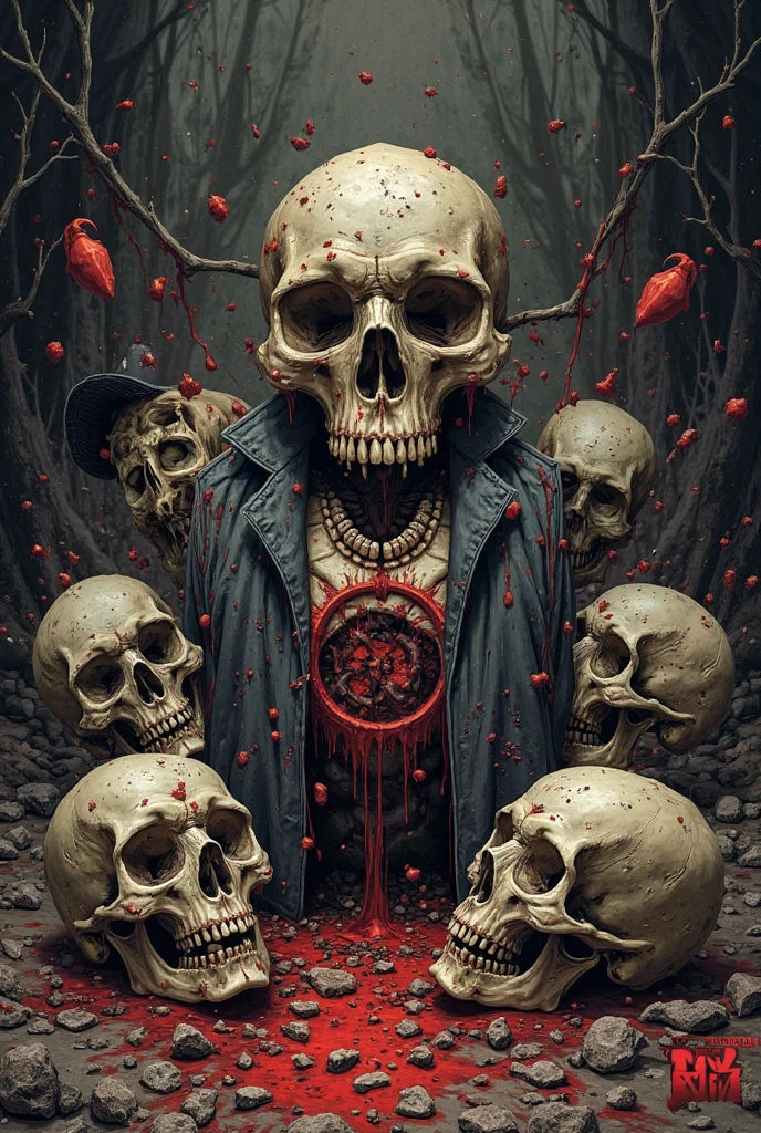 Dark ambient, Intricate Details, Studio Lights, Mystical Ambient, Mechanical, Asymmetric, Mystical Ambient, the result rendered must be made it from parts of the dead human bodies and skulls, skeletons of poisonous vipers and snakes and other reptiles, bones, worldly scum, still life should be surrounding the main objects artwork, horror, evil, hell, murdered innocents and must look very real with a blooded crown of spines, rusted and worn metallic chains and it must transmit the pain of the crucifixion of Jesus Christ, art by Carne Griffiths and Wadim Kashin.