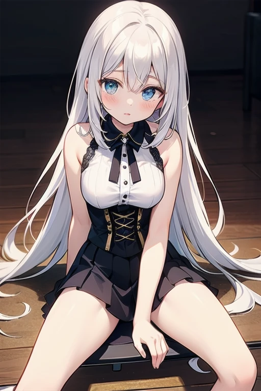 anime, 1 girl, cat girl, cat ears, perfect face, Radiant skin, Beautiful long flowing hair very huge breasts, Open breasts,Bare shoulders exposed, arms exposed, Slim toned body, seductive posture, standing, sexy pose, Slim white shirt with tie, Tight black skirt, High skirt, nylong stockings, five fingers, long legs, 8 k artistic photography, Conceptual art of photorealism, soft natural volumetric cinematic perfect light, epic, Trending on Artstationh, vibrant, Production of a cinematic character, very high quality model, Chiaroscuro