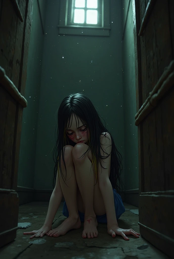 Anime girl sitting on wooden platform in dark room, guweiz on artstation pixiv, artwork in the style of guweiz, guweiz on pixiv artstation, 4k anime wallpaper, Anime art wallpaper 8k, guweiz, anime art wallpaper 4k, anime art wallpaper 4k, Anime girl squats and opens her legs wide
