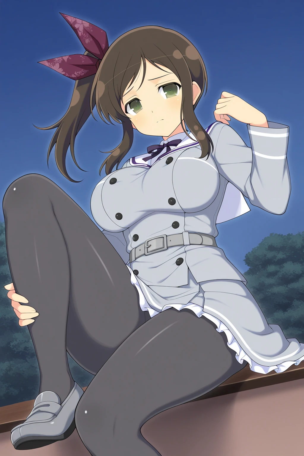 masterpiece, best quality, 1girl, forest, brown hair, long hair, fox ears, brown eyes, cute, blushing, (medieval villager clothes, medieval buttoned dress shirt, medieval frilled skirt, medieval stockings:1.4), (slim waist, curvy, gigantic breasts, bursting breasts, button gap, wide hips, huge thighs, bottomheavy:1.2)
